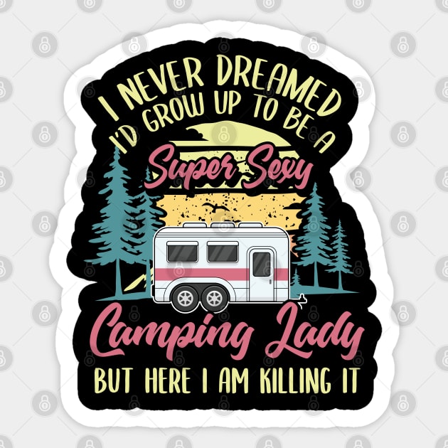 Glamping Gear Gift Womens Happy Camper Sticker by TeddyTees